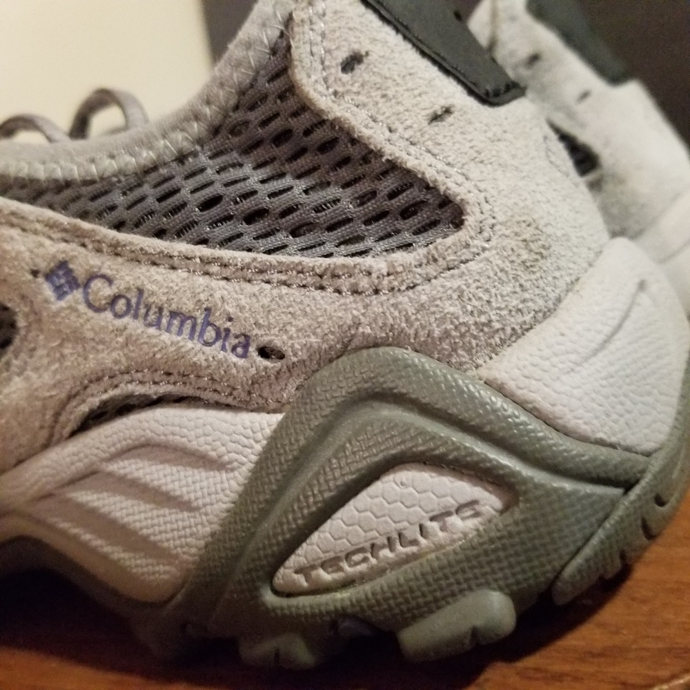 Columbia Omni Grip Techlite Suede Mesh Hiking Outdoor Shoes Sz 8.5 Gray - Picture 10 of 12